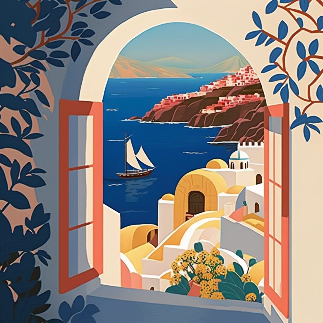 Santorini Easy Paint By Number Paint By Number Kit Modern Paint By santorini-easy-paint-by-number-paint-by-number-kit-modern-paint-by