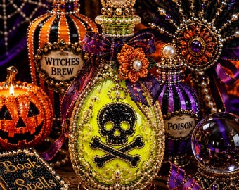 Magic Potion Halloween Pearl Painting Kit, DIY Spooky Craft for Adults, Pre-Framed Diamond Art Alternative, Fall Decor, Made in USA