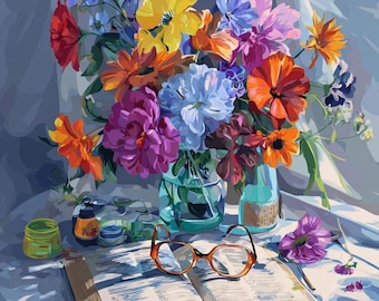 Floral Still Life Paint by Numbers Kit: Botanical Art for Adults