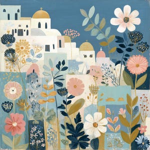 Santorini Grecia / Kit minimalista per dipingere con i numeri / Kit moderno per dipingere con i numeri / Kit fai da te per dipingere con i numeri / Principianti / dipingere con i numeri facile
