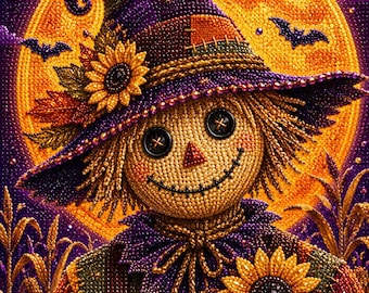 Crow Halloween Pearl Painting Kit, DIY Spooky Craft for Adults, Pre-Framed Diamond Art Alternative, Fall Decor, Made in USA