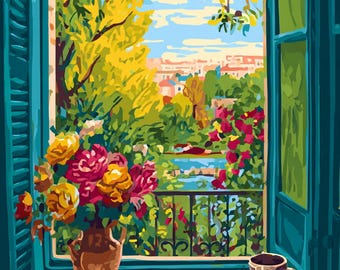Open Window Paint by Number Kit: Matisse style DIY Acrylic Art for Beginners