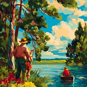 Fishing Paint By Numbers Canvas Art Kit - Relaxing DIY Home Decor