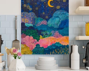 Celestial Night Sky Paint by Number Kit: Spiritual Gifts, Galaxy Mountain Home Decor