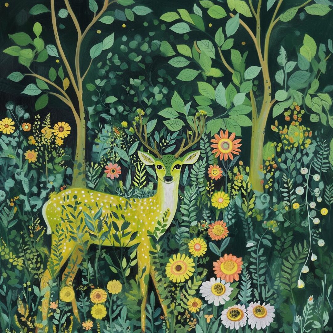 Malen Nach Zahlen „Traumwald Hirsch“ – DIY-Gemälde Für Erwachsene Auf Leinwand 40x50 Cm