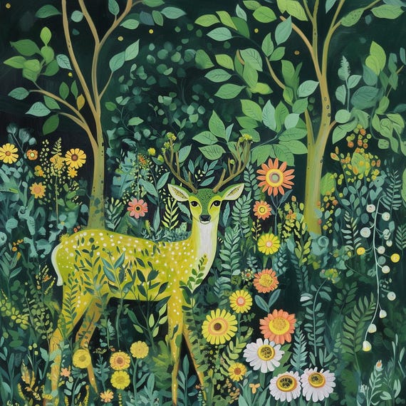 Malen Nach Zahlen „Traumwald Hirsch“ – DIY-Gemälde Für Erwachsene Auf Leinwand 40x50 Cm