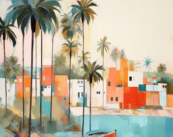 Coastal Palm Trees Paint By Numbers Kit, Fresh Acrylics