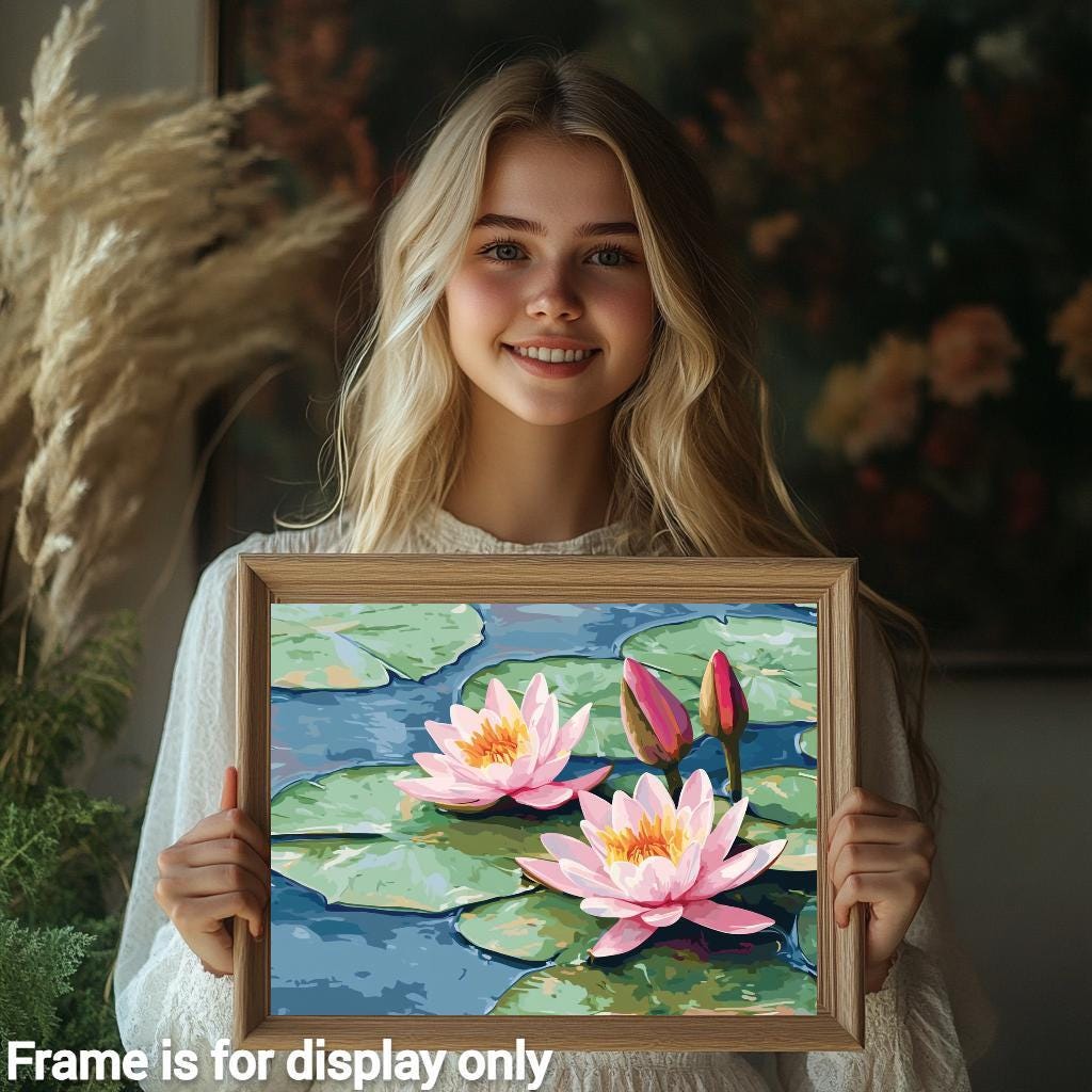 Water Lilies Paint by Numbers Kit: DIY Floral Acrylic Art for Adults - Etsy