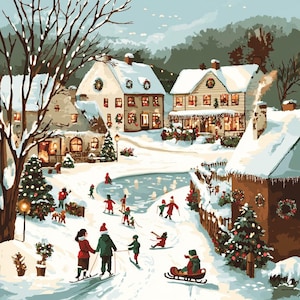 Winterwunderland Malen nach Zahlen,Weihnachtsszene, Malen nach Zahlen,Weihnachtsszene, Malen nach Zahlen,Weihnachtsgeschenk, Wohndekor, Wandkunst
