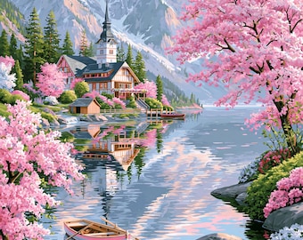 Serene Diamond Painting Kit: DIY Acrylic Bead Craft, Wall Art