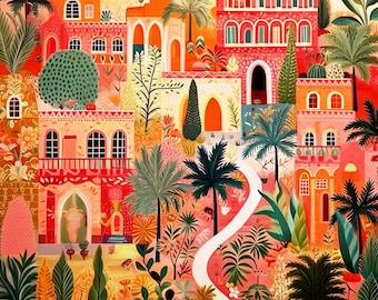 Palm Trees Paint by Numbers Kit: DIY Acrylic Landscape Painting