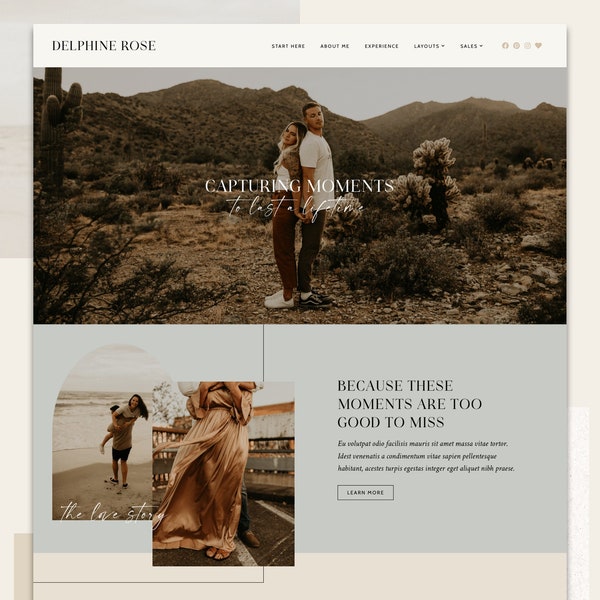 Delphine WordPress Theme | Feminine WordPress Theme | Elementor Pro Theme |  Photography Theme