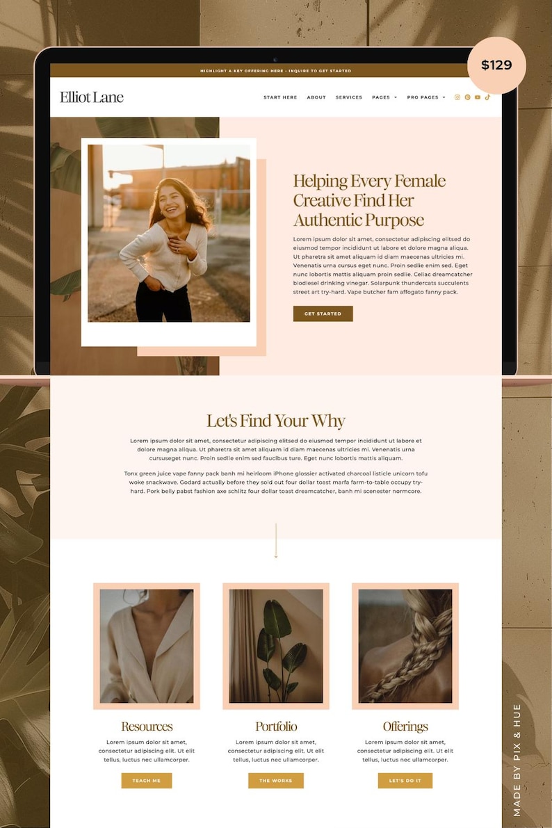 Elliot WordPress Theme (with the Free Elementor) | Feminine WordPress Theme | No Coding Needed image 1