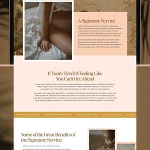 May include: A website design displayed on a tablet screen, featuring the Elliot Lane logo. The site includes sections labelled "A Signature Service" and "If You're Tired Of Feeling Like You Can't Get Ahead."