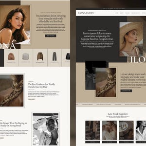 May include: Website design showcasing two homepage designs. The text reads "ILONA WORDPRESS THEME WITH 2 HOME PAGE DESIGNS". The design includes images of women, text, and product displays. The theme is focused on fashion and lifestyle.