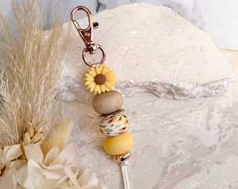 Sunflower Daisy keychain | Keys accessories  | Silicone beaded keychain | Accessories for women