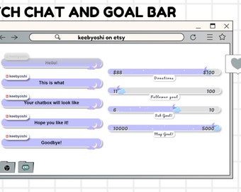 Objectifs Twitch animés et widgets de chat - Lune - Violet et blanc - Abonnés/Bits/Abonnés/Dons