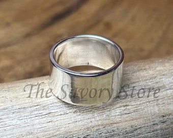 925 Sterling Silver Comfort Fit Wedding Band Promise Engagement Ring Thumb Flat Ring Minimalist Ring Gift For Her/Him 3mm 5mm 8mm 10mm 15mm.
