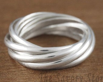 Multi Band Rolling Ring, Intertwined Ring, 925 Sterling Silver Ring, Interlocked Ring, Wedding Ring, Connected, Trinity Ring, Gift For Her