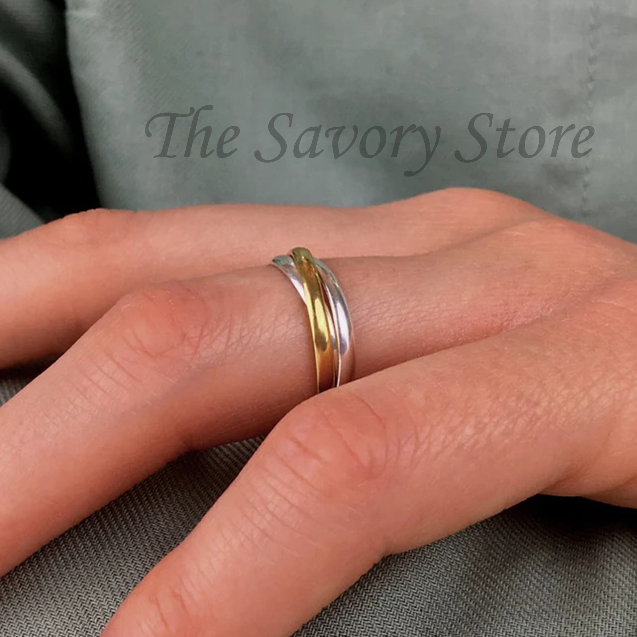 Gold and silver intertwined ring store