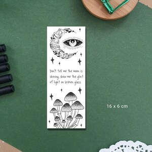 Mushroom Moon Eye Bookmarks / Stationery, Black and White, Minimalist, Celestial, Book Lover, Book Reading