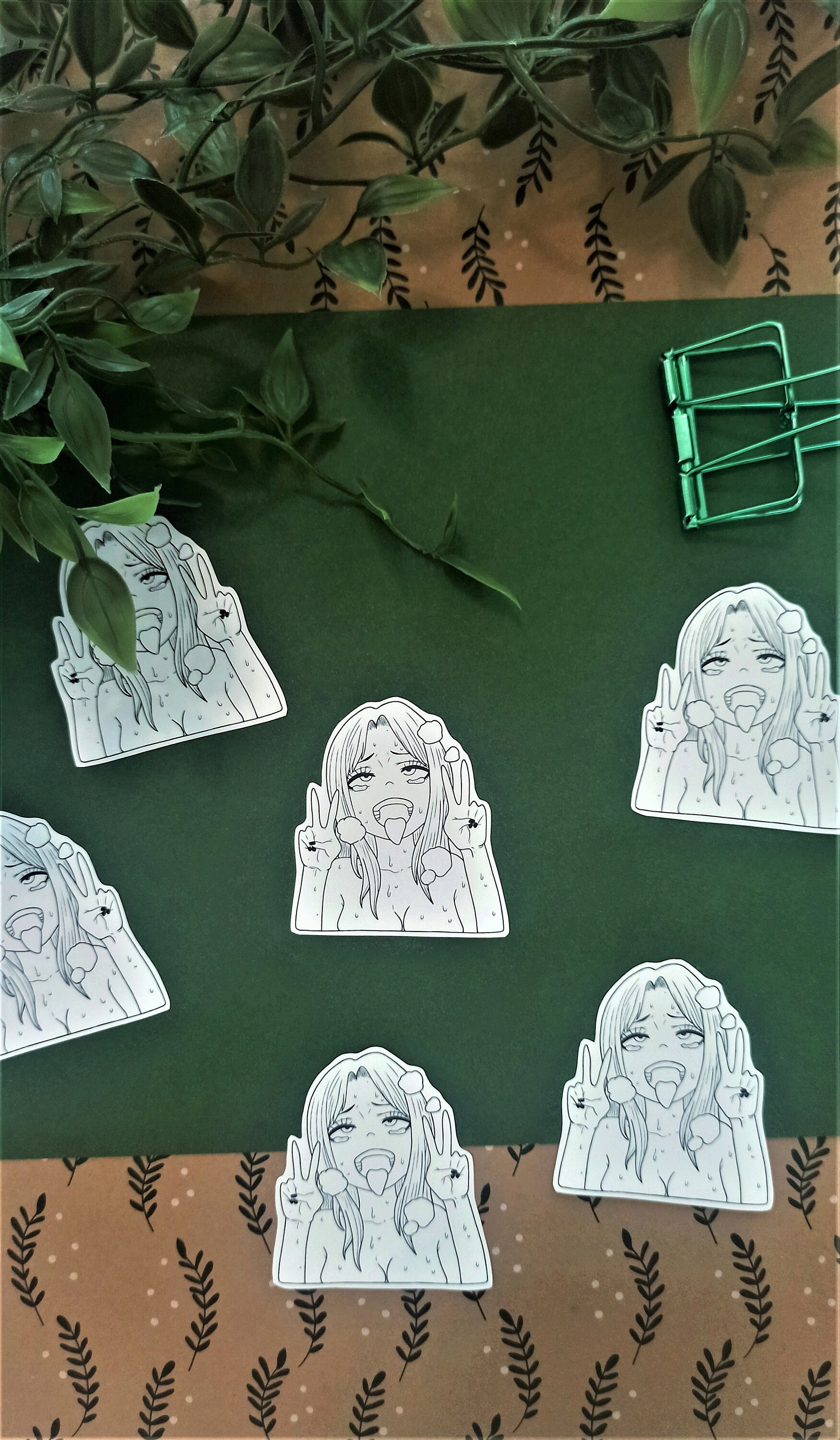 Anime Ahegao Girl Piece Sign Waterproof Sticker / Ahegao Matte Sticker ...