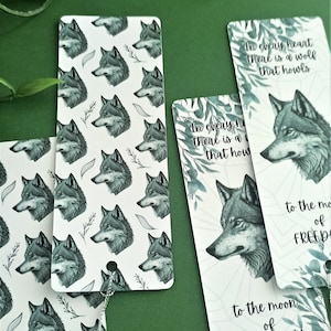 Wolf Pattern Quote Bookmarks / Stationery, Black and White, Vintage Aesthetic, Wolf Lover, Book Lover, Book Reading
