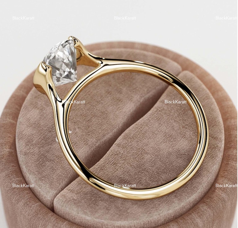 Oval Moissanite Engagement Ring | Half Bezel Set Ring in 14K Yellow ...