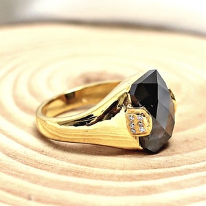 Salt And Pepper Diamond Ring 5CT Briolette Radiant Cut Black Z Diamond Unique Engagement Ring Custom Handmade Ring Christmas Gifts Ring image 7
