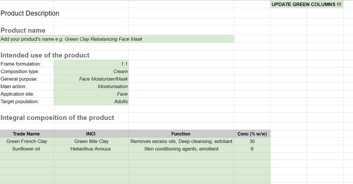 Cosmetic Product Information File PIF Template Legislation Etsy UK