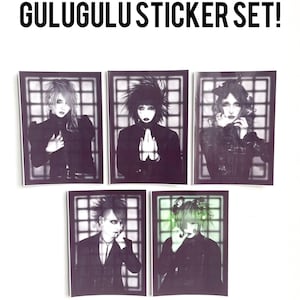 Set of 5 Gulugulu Visual Kei, J-rock, V-Kei band Glossy and Waterproof stickers!