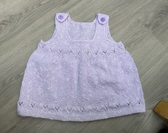 Hand Knitted Sparkly Baby Pinafore Dress in Pink. 9-12 months.