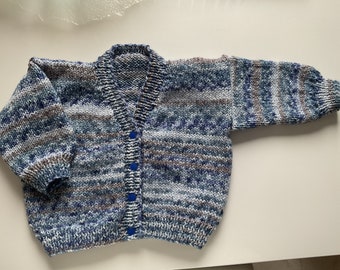 Hand knitted baby cardigan in Pinks & Browns. 1-2 yrs.