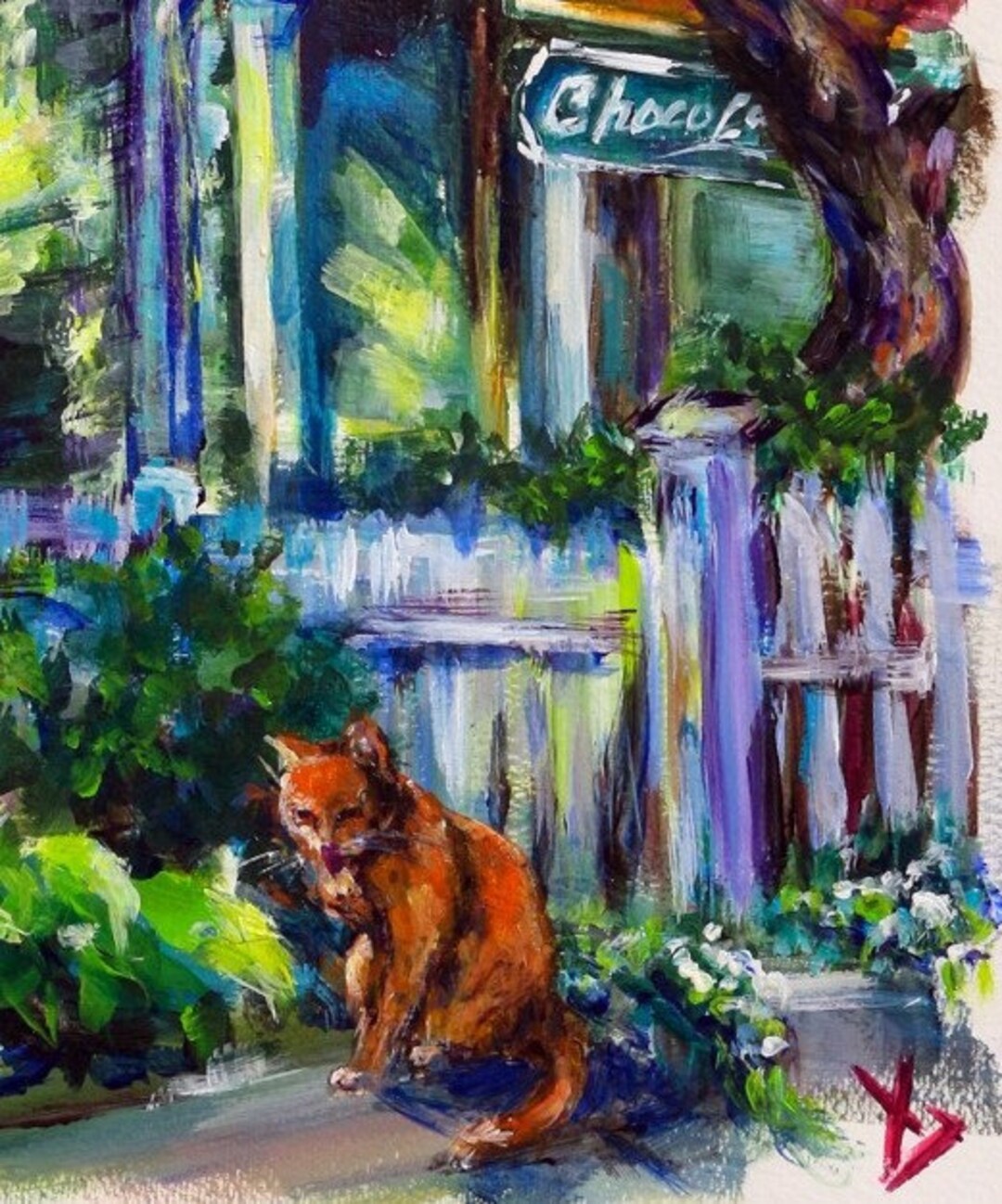Small House With Cat in California Colorful Original Acrylic Etsy UK