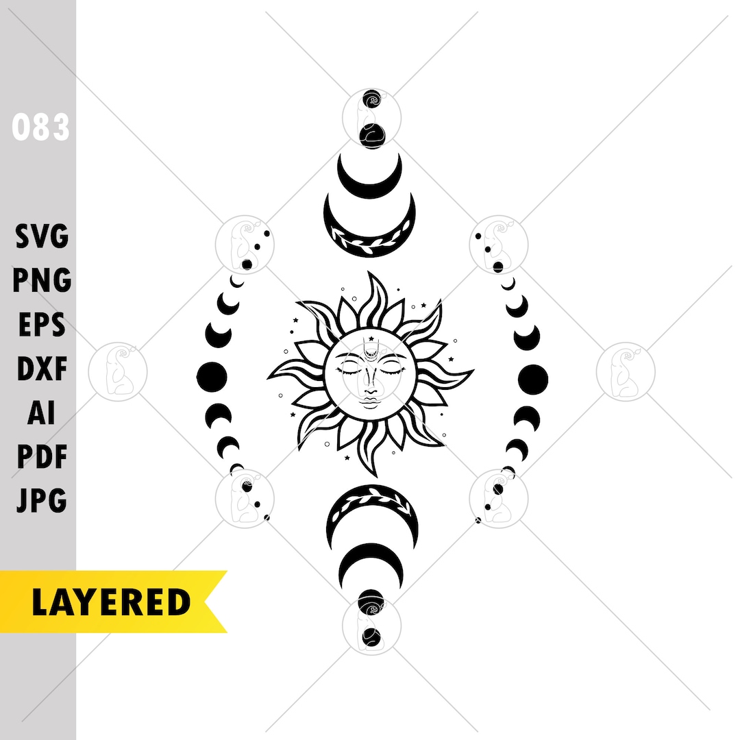 Celestial Svg, Sun and Moon Svg, Witchcraft Svg, Bohemian Moon Svg