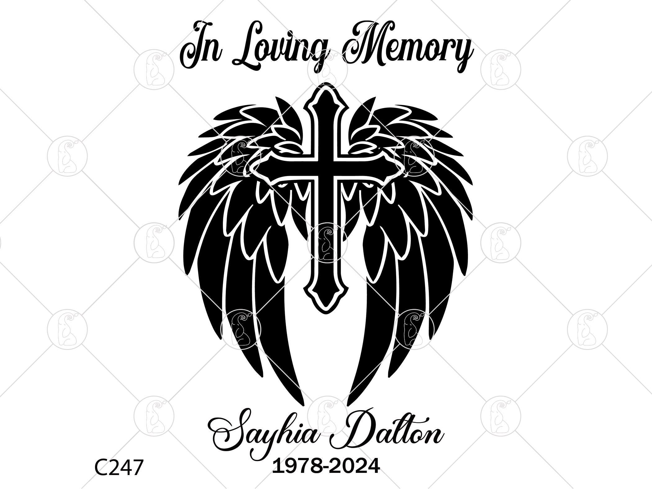 In Loving Memory Svg, Angel Wings Cross Png, Memorial Svg