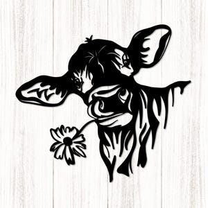 Cow With Flowers Svg, Cow Head Svg, cows svg, highland cow svg, Cow With Flowers Png, Cow Flowers, Cow With Initials Svg, cow with daisy