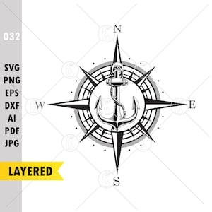 Nautical Anchor and Mandala Compass/Jpg/ Graphic by