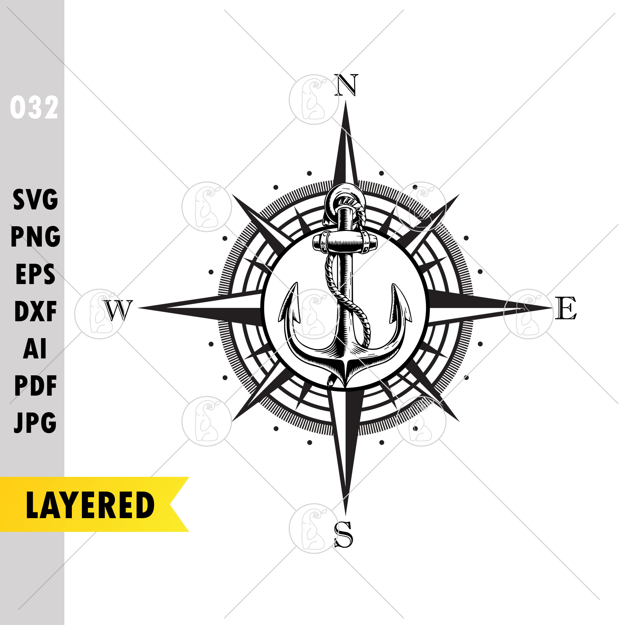 Anchor Compass Svg Compass Anchor Svg Nautical Anchor Svg Etsy
