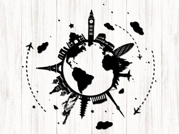 World Travel SVG PNG: Landmarks Holiday Essentials Clipart - Cricut Silhouette, Digital Download