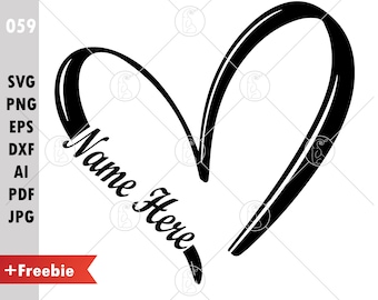 Custom Open Heart Name SVG Heart With Name SVG Heart Name Frame Svg Hand Drawn Heart With Custom Name Valentine Heart Name Frame Svg
