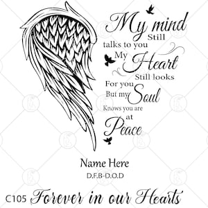 Angel Wings Svg, In Loving Memory Png, Memorial Svg, Memory Svg, My Mind Still Talks To You, Editable, Cricut, Silhouette, Instant Download