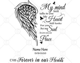 Angel Wings Svg, In Loving Memory Png, Memorial Svg, Memory Svg, My Mind Still Talks To You, Editable, Cricut, Silhouette, Instant Download