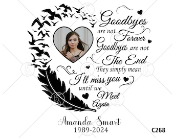 Cornice commemorativa SVG PNG: cuore, piuma, uccelli (download digitale)