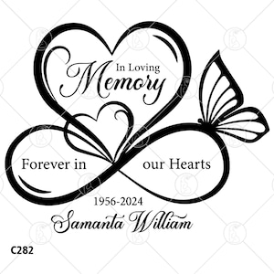 In Loving Memory Svg, Memorial Png, Forever In Our Heart, Memory svg, Infinity Butterfly Svg, Instant Download, Cricut, Silhouette, Editable