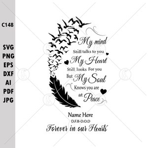 Forever In Our Hearts Svg, Memorial Quotes Feather Svg, Feather And Flying Birds Svg, Flying Birds From Feather Svg, Svg Files For Cricut