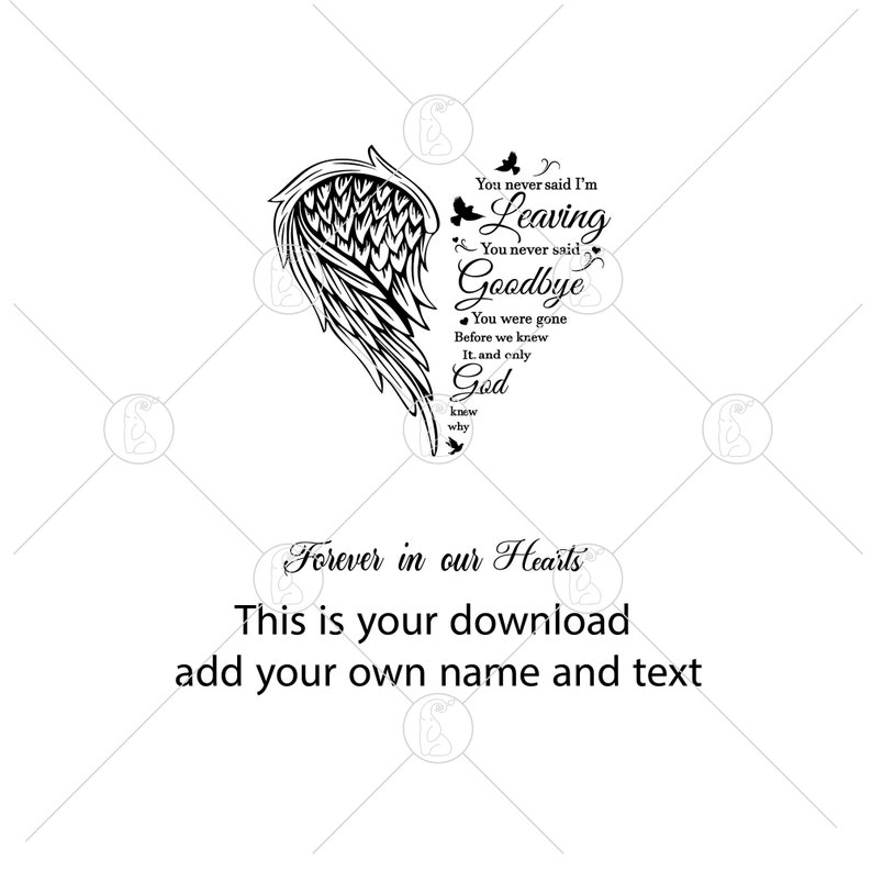 Memorial Angel Wings Quote SVG PNG: in Loving Memory Gift (digital ...