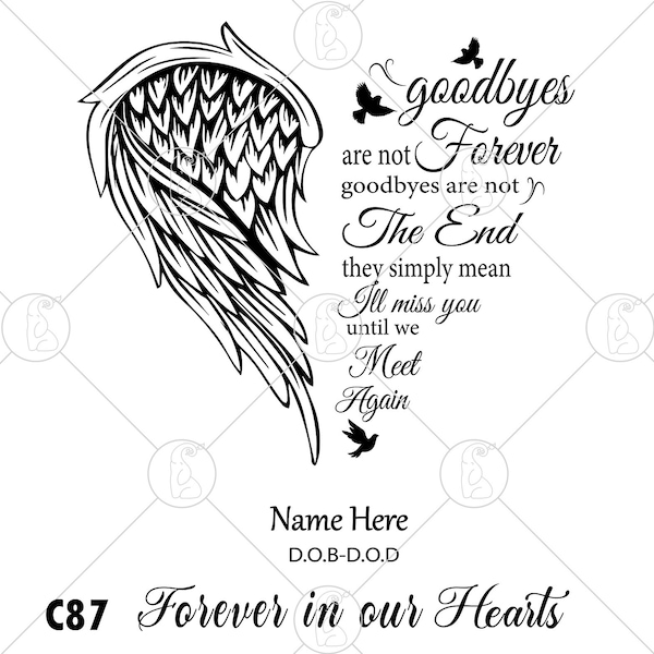 Angel Wings Heart Memorial SVG-png: vaarwel (digitale download)