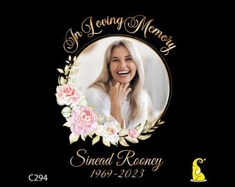 Foto conmemorativa en formato PNG: Diseño de camiseta funeraria, plantilla editable de Canva (descarga instantánea)