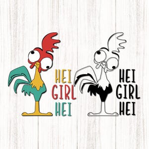 Hei Girl Hei SVG, Hei Hei SVG, Moana Svg, Hei Hei Funny Svg, Hei Hei T-Shirt Desing File, Chicken Clipart, Cricut, Instant Download, Png